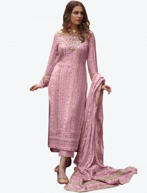 Light Purple Georgette Semi Stitched Pakistani Suit with Dupatta small FABSL20338