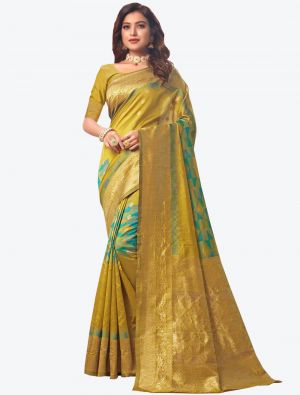 Mustard Banarasi Pure Silk Designer Saree small FABSA20921