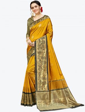 Mustard Banarasi Silk Designer Saree small FABSA20929
