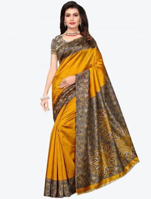 Mustard Bhagalpuri Art Silk Designer Saree small FABSA20898