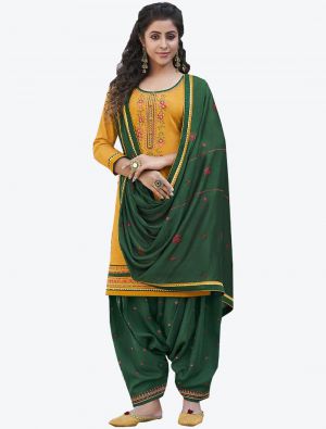 Mustard Cotton Patiala Suit with Dupatta small FABSL20321