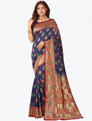 Royal Blue Banarasi Pure Silk Designer Saree small FABSA20918