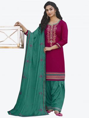 Wine Cotton Patiala Suit with Dupatta small FABSL20320