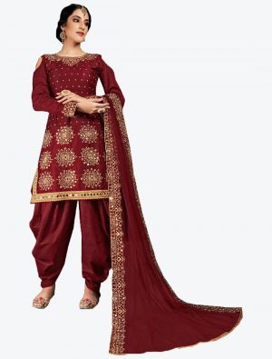 Maroon Jam Cotton Patiala Suit with Dupatta small FABSL20374