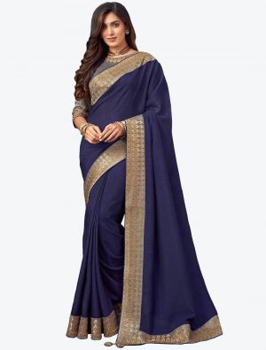 Blue Embroidered Fancy Designer Saree small FABSA21079