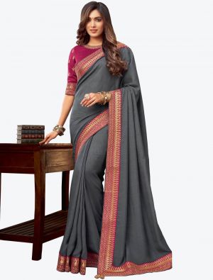 Grey Embroidered Fancy Designer Saree small FABSA21080
