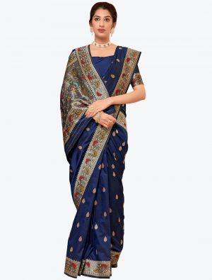 Royal Blue Banarasi Soft Silk Festive Wear Designer Saree FABSA21393
