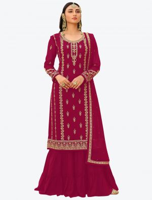 Magenta Pink Faux Georgette Designer Palazzo Suit with Dupatta swatch FABSL20763