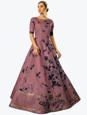 dusty pink premium cotton semi stitched party wear anarkali gown   small fabgo20146