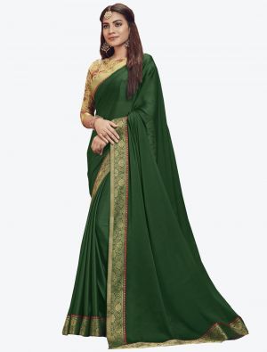 Green Chiffon Dyed Fabric Designer Saree small FABSA20679