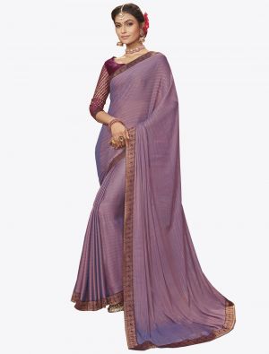 Light Purple Chiffon Dyed Zari Fabric Designer Saree small FABSA20740