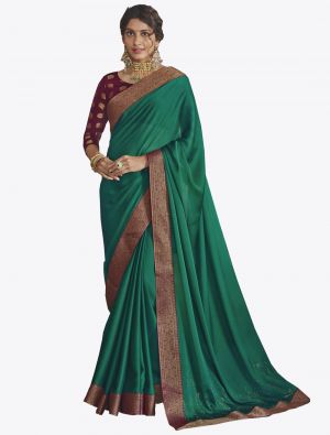 Rama Chiffon Dyed Fabric Designer Saree small FABSA20727