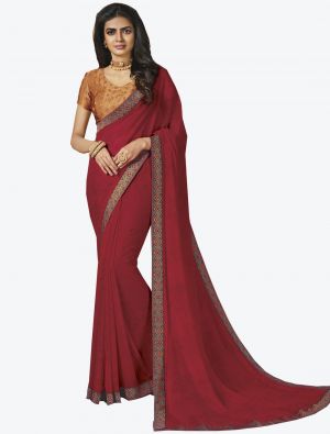 Red Georgette Designer Saree small FABSA20652
