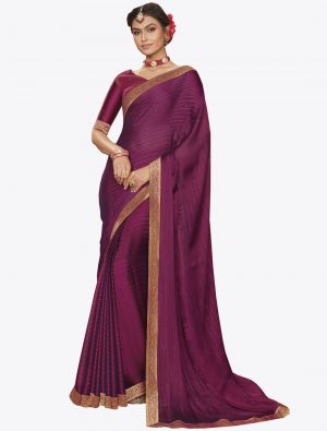 Violet Chiffon Dyed Zari Fabric Designer Saree small FABSA20741