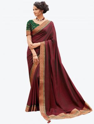 Maroon Banarasi Jacquard Designer Saree small FABSA20817