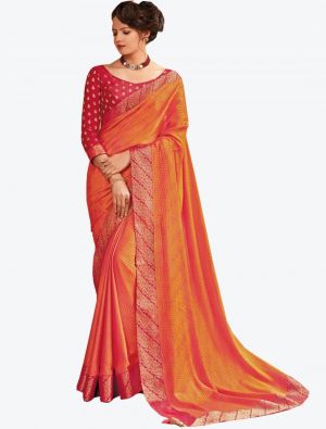 Orange Banarasi Jacquard Designer Saree small FABSA20820
