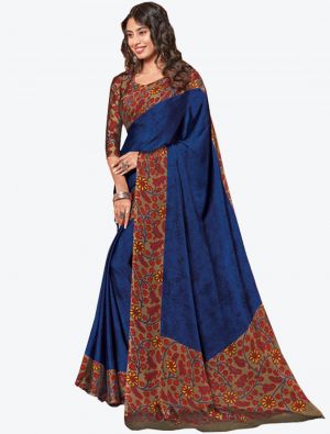 Royal Blue Chiffon Designer Saree small FABSA20847