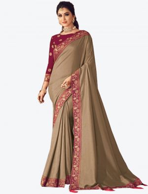 Brown Soft Silk Designer Saree small FABSA20908
