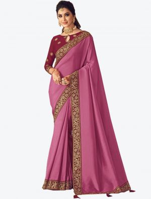 Pink Soft Silk Designer Saree small FABSA20904