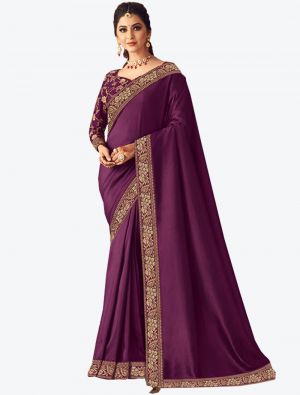 Purple Soft Silk Designer Saree small FABSA20911
