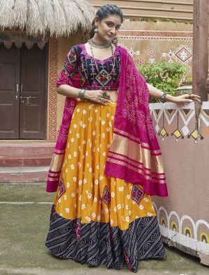 Yellow Muslin Cotton Ready To Wear Chaniya Choli In Medium small FABLE20411