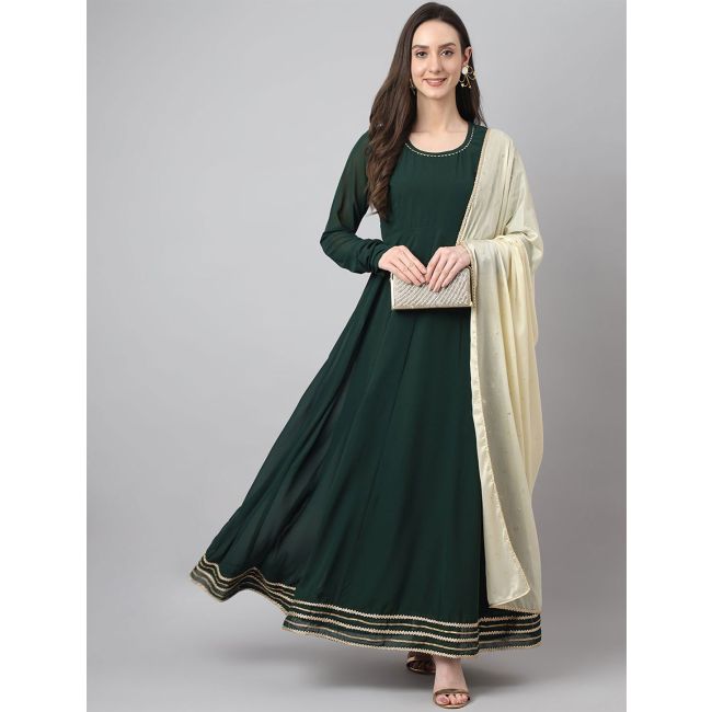 dark green georgette readymade gown with dupatta online fabgo20177 fabanza