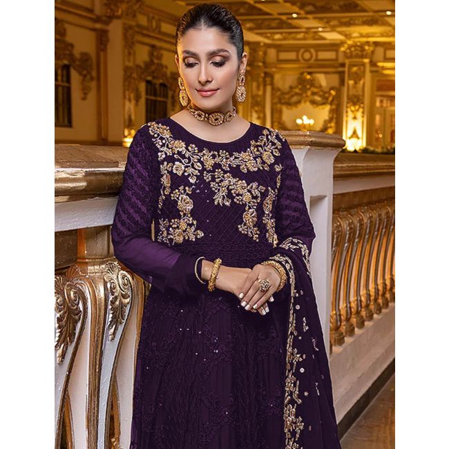 fitted lace wedding dress Purple Long Dress Shamoz Silk 2PC – Oree Knot main image 0