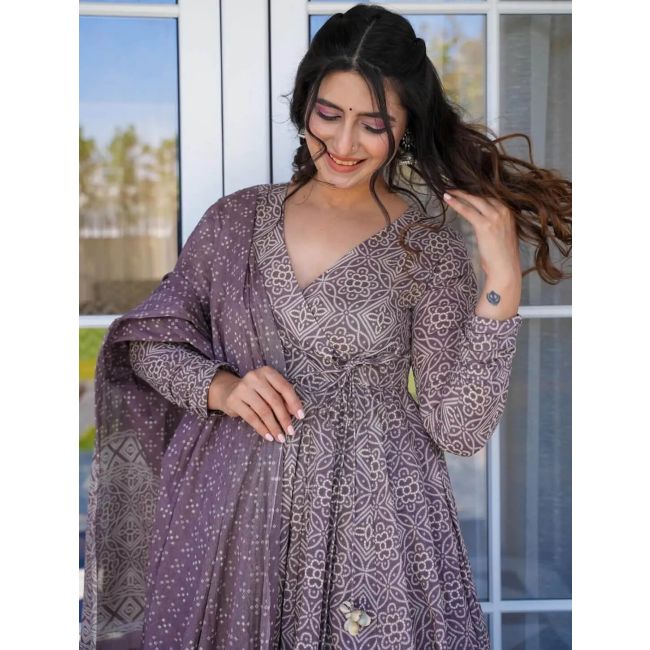 Mauve Cotton Silk Readymade Palazzo Suit Online FABANZA