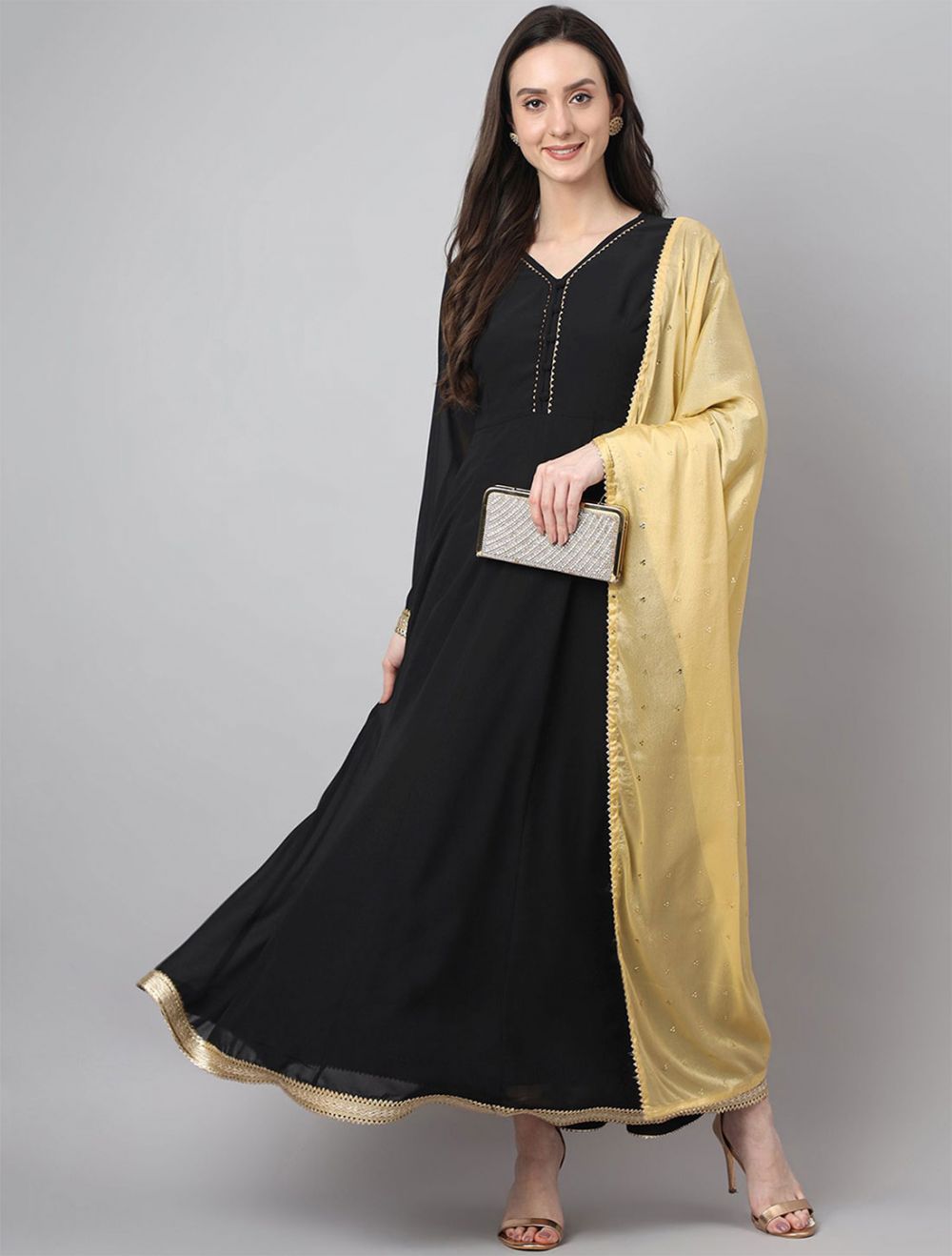 Amazing Hand Work Black Gown With Dupatta – Amrutamfab