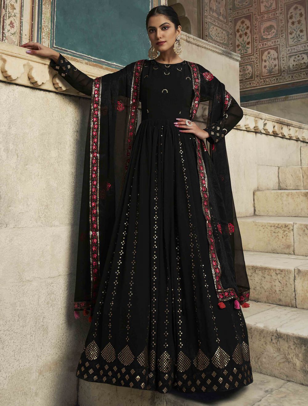 Designer Gown With Dupatta At best price - Evilato