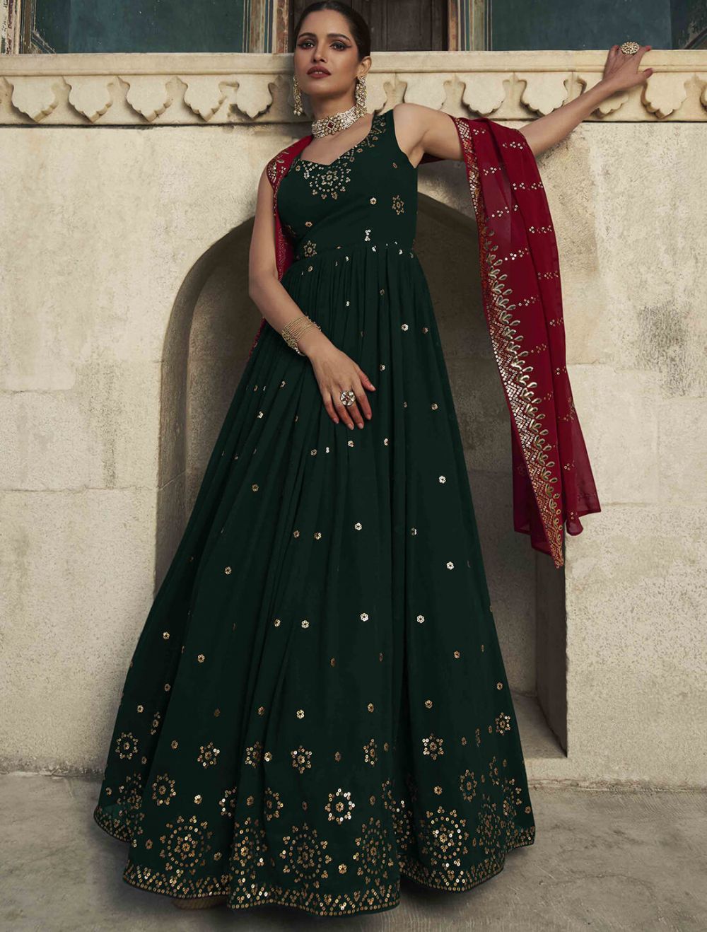 Buy Black Caped Georgette Gown With Embroidery Online in USA – Pure Elegance