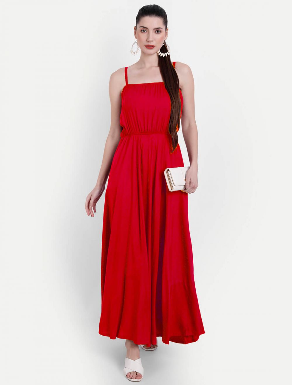 Silk red sleeveless dress (CNY002) - ShopperBoard