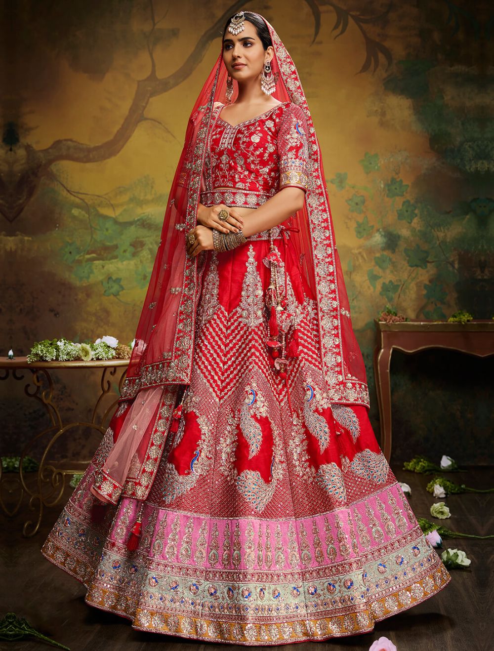 Orange Color Heavy Premium Wedding Wear Silk Paper Work Lehenga, शादी का  लहंगा - Ahesas Fashion, Surat | ID: 2851808587473