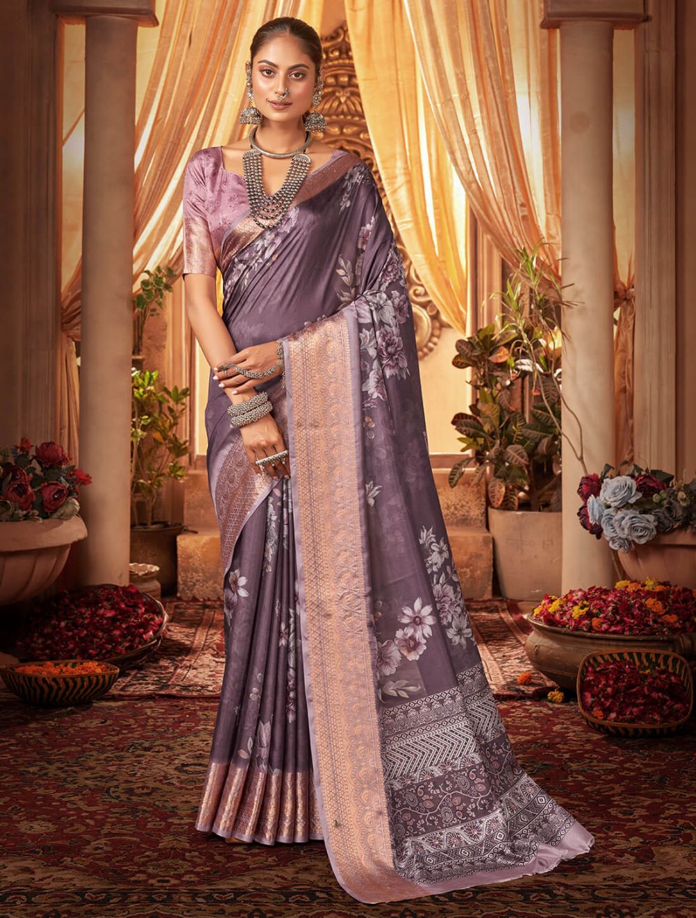 Party Wear Banarasiya Embroidered And Stone Work Sarees, With Blouse Piece  at Rs 1307 in Surat