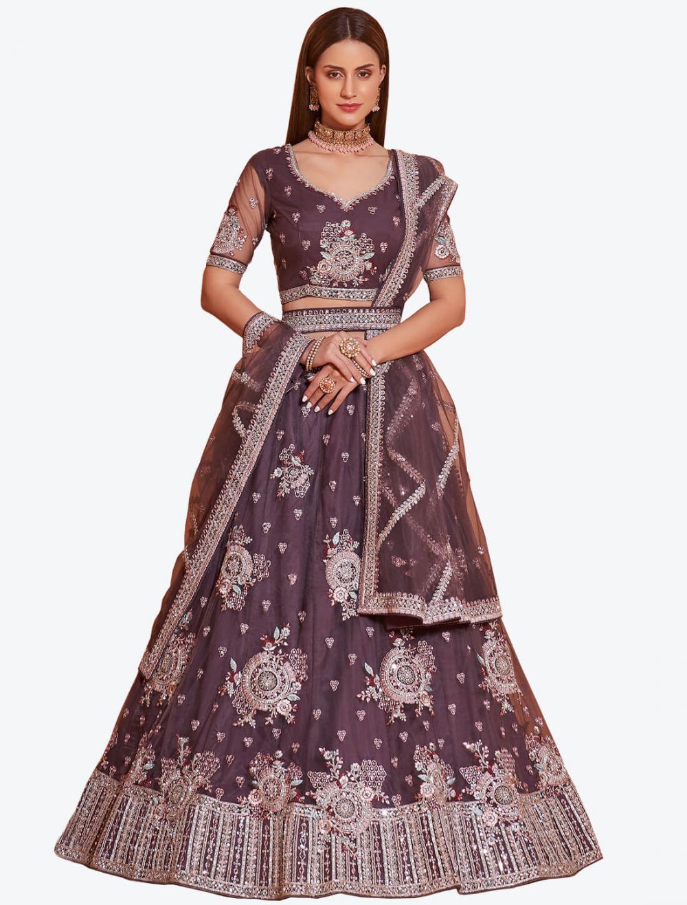Buy Hasrat Purple Jacket With Ivory Lehenga by JIGAR MALI at Ogaan Online  Shopping Site