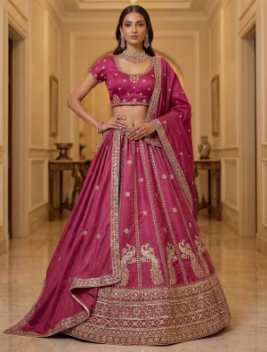 Deep Magenta Pink Art Silk Semi Stitched Lehenga Choli FABLE20592