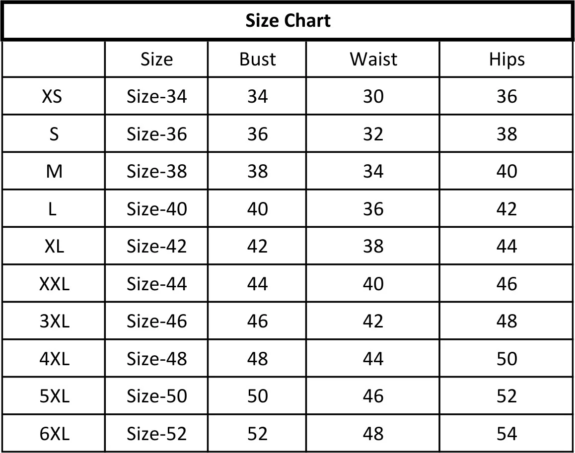 kurta pant size chart
