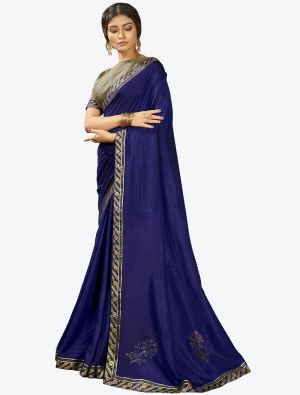 Royal Blue Vichitra Silk Festive Wear Designer Saree FABSA21432