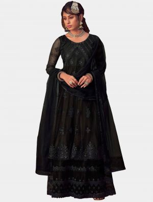 Black Net Sharara Suit with Dupatta small FABSL20195