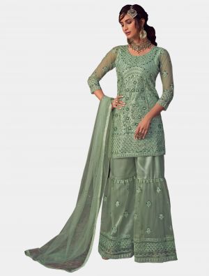 Pastel Blue Net Sharara Suit with Dupatta small FABSL20193