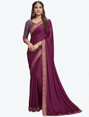 Purple Chiffon Dyed Fabric Designer Saree small FABSA20681